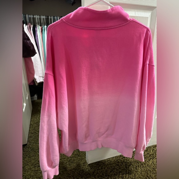 PINK Victoria's Secret Quarter Zip Pink Ombre Pullover Sweatshirt Large - Picture 5 of 5